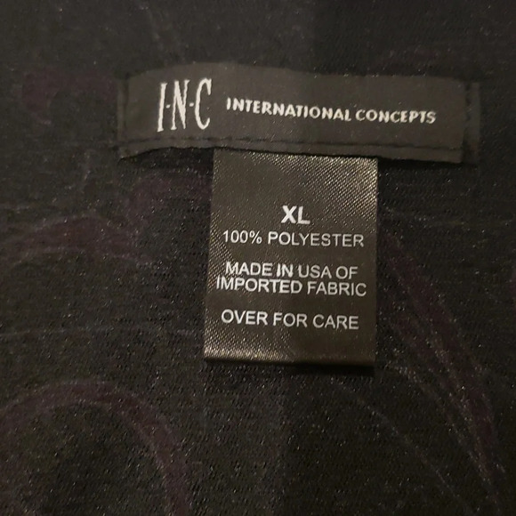 Inc Mesh Crossover Ruched Paisley Top Purple Black Silver - Picture 10 of 11